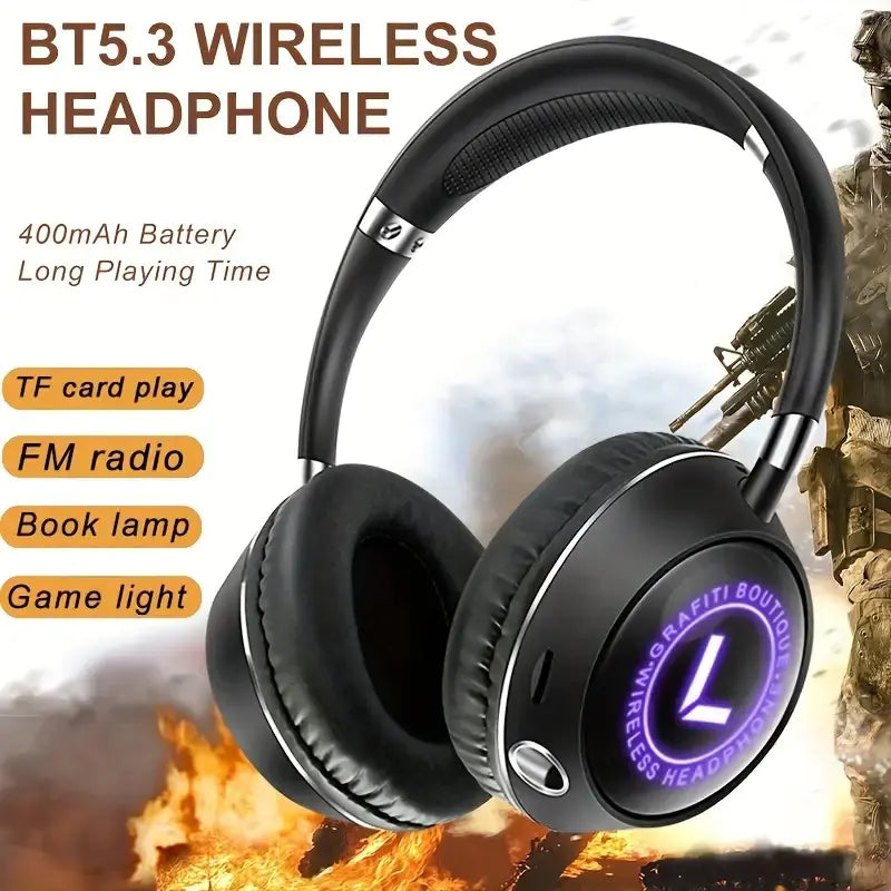 Wireless Over-Ear Bluetooth Headphones with RGB Lights
