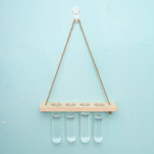 3-Layer Solid Wood Hydroponic Glass Vase Wall Decor