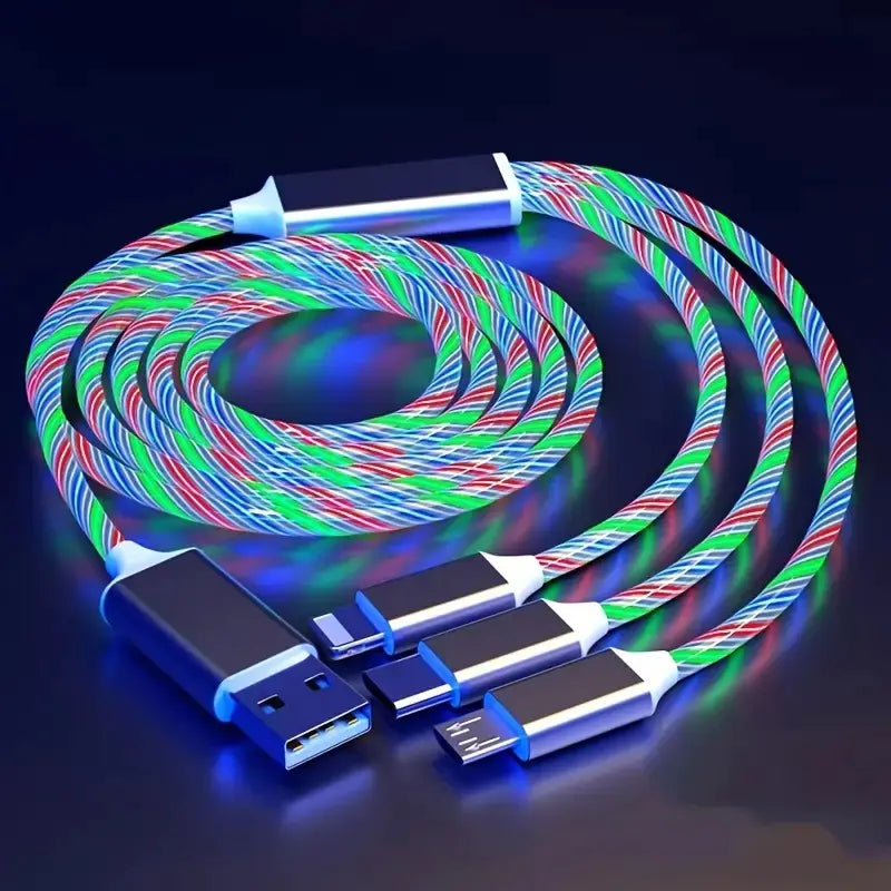 LED Glow Flowing USB Type-C Charging Cable for Phones