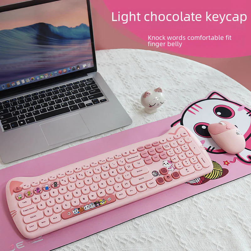 Wireless Keyboard and Mouse Set for Girls (Punk Style)