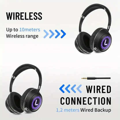 Wireless Over-Ear Bluetooth Headphones with RGB Lights