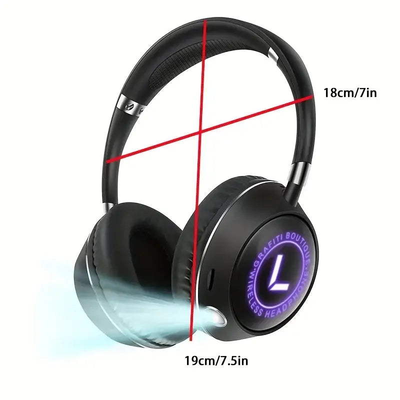 Wireless Over-Ear Bluetooth Headphones with RGB Lights