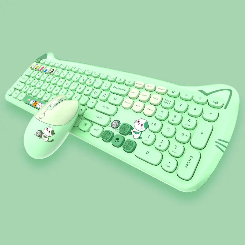Wireless Keyboard and Mouse Set for Girls (Punk Style)