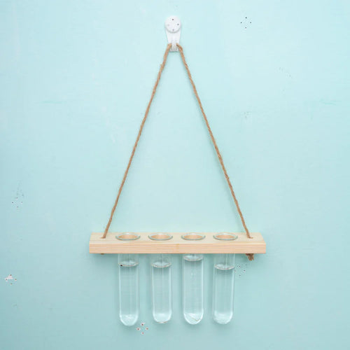 3-Layer Solid Wood Hydroponic Glass Vase Wall Decor