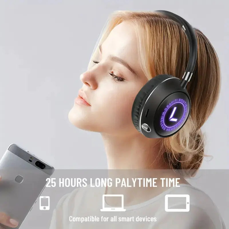 Wireless Over-Ear Bluetooth Headphones with RGB Lights