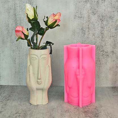 Nordic Abstract Art Face Vase Silicone Mold