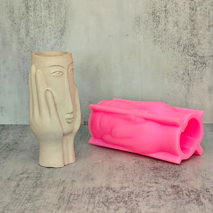 Nordic Abstract Art Face Vase Silicone Mold