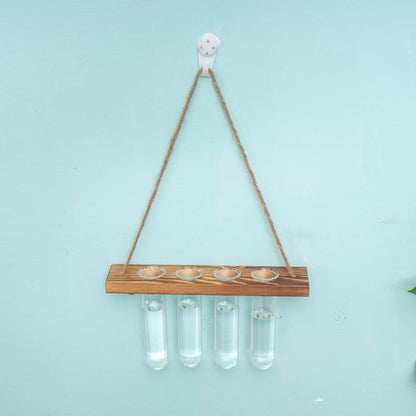 3-Layer Solid Wood Hydroponic Glass Vase Wall Decor