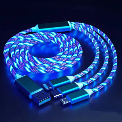 LED Glow Flowing USB Type-C Charging Cable for Phones